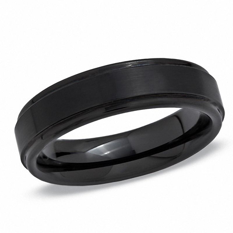 Previously Owned - Men's 6.0mm Wedding Band in Black Tungsten Carbide