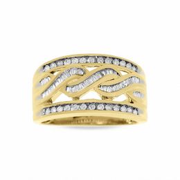 Previously Owned - 0.50 CT. T.W. Round and Baguette Diamond Swirl Band in 10K Gold