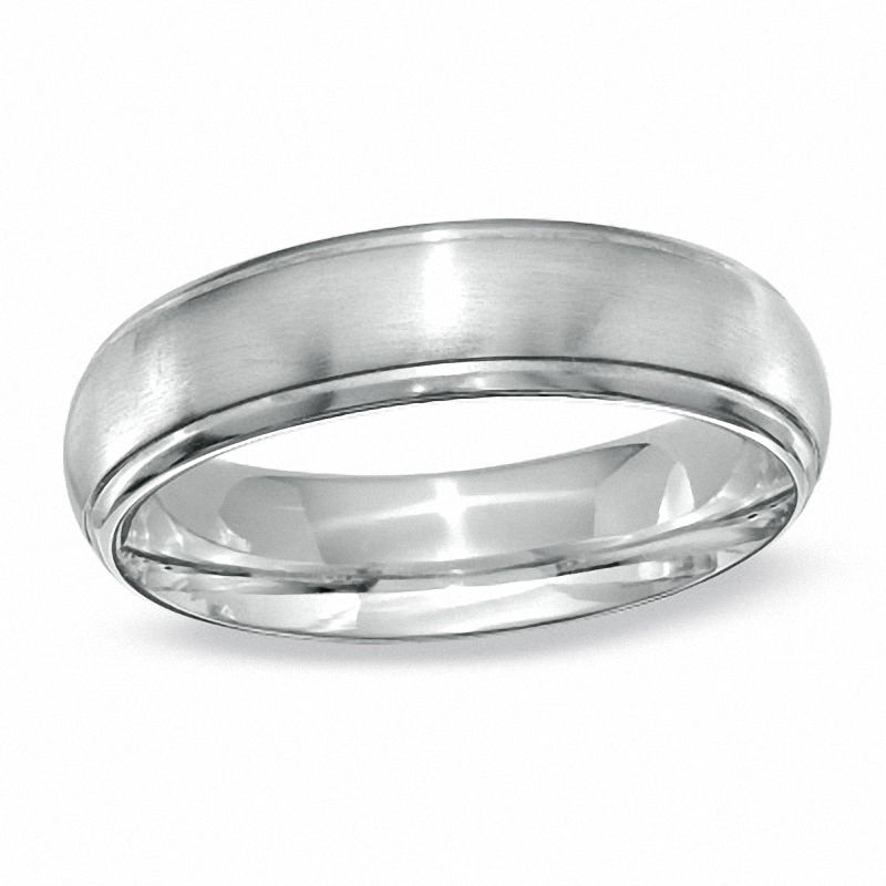 Previously Owned - Men's 7.5mm Dome Satin Stripe Wedding Band in Titanium|Peoples Jewellers