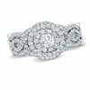 Thumbnail Image 1 of Previously Owned 1.25 CT. T.W. Diamond Cluster Bridal Set in 14K White Gold
