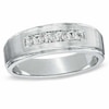 Previously Owned - Men's 0.25 CT. T.W. Diamond Five Stone Wedding Band in 14K White Gold