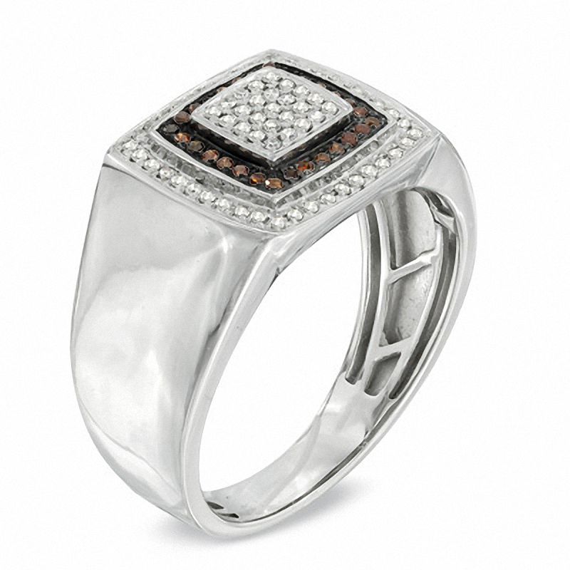 Main Image 2 of Previously Owned - 0.30 CT. T.W. Enhanced Cognac and White Diamond Frame Ring in 10K White Gold