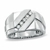 Thumbnail Image 0 of Previously Owned - Men's 0.33 CT. T.W. Diamond Diagonal Square Top Ring in 10K White Gold