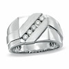 Previously Owned - Men's 0.33 CT. T.W. Diamond Diagonal Square Top Ring in 10K White Gold