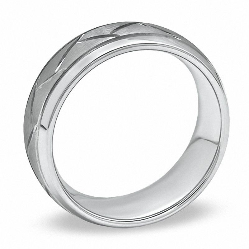 Previously Owned - Triton Men's 8.0mm Comfort Fit Crisscross Wedding Band in Tungsten Carbide