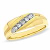 Thumbnail Image 1 of Previously Owned - 0.20 CT. T.W. Diamond Five Stone Slant Luxury Fit Wedding Band in 10K Gold