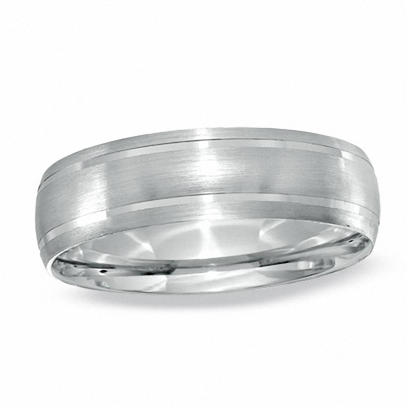 Main Image 1 of Previously Owned - Men's 6.0mm Comfort Fit Wedding Band in 10K White Gold