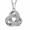 Previously Owned - 0.09 CT. T.W. Diamond Celtic Knot Pendant in Sterling Silver