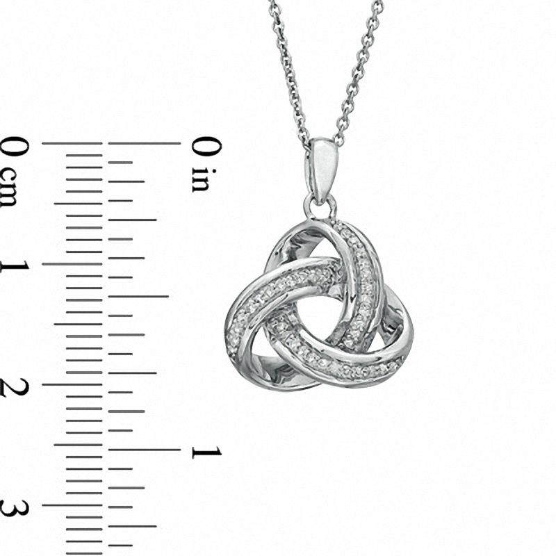 Main Image 2 of Previously Owned - 0.09 CT. T.W. Diamond Celtic Knot Pendant in Sterling Silver