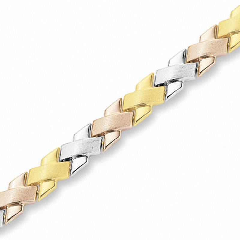 Previously Owned - "X" Bracelet in 10K Tri-Tone Gold