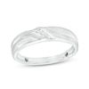 Thumbnail Image 0 of Previously Owned - Men's Diamond Accent Slant Luxury Fit Wedding Band in 10K White Gold