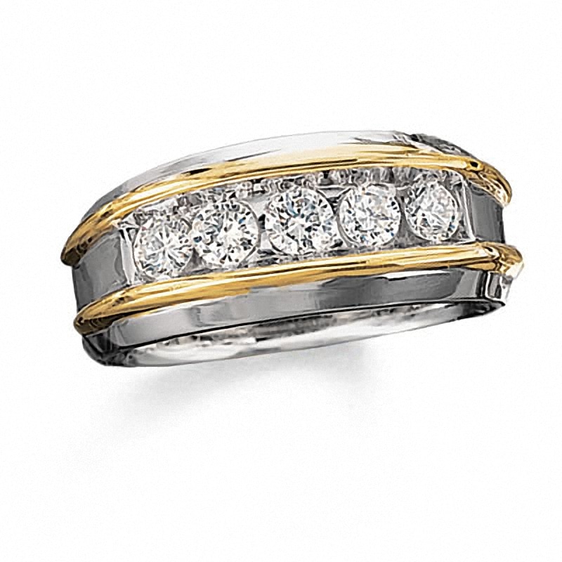 Previously Owned - Men's 1.00 CT. T.W. Diamond Five Stone Band in 10K Two-Tone Gold