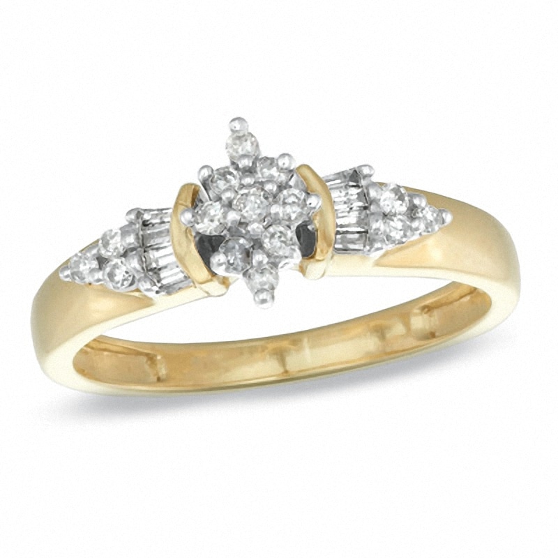 Previously Owned - 0.25 CT. T.W. Diamond Cluster Ring 10K Gold