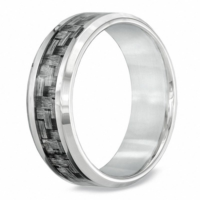 Main Image 2 of Previously Owned - Men's 8.0mm Grey Carbon Fibre Wedding Band in Stainless Steel
