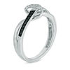Thumbnail Image 2 of Previously Owned - 0.04 CT. T.W. Enhanced Black and White Diamond Abstract Infinity Knot Ring in Sterling Silver