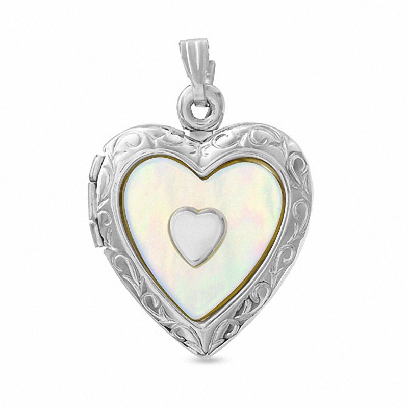 Previously Owned - Mother-of-Pearl Heart Locket in Sterling Silver