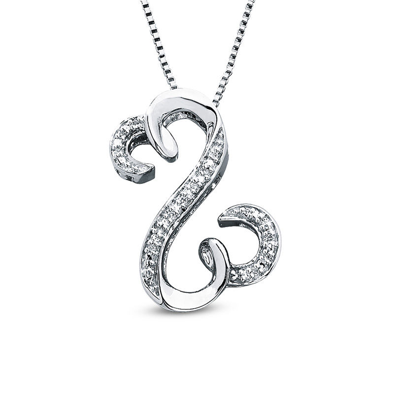 Previously Owned - Open Hearts by Jane Seymour™ 0.04 CT. T.W. Diamond Curlique Pendant in Sterling Silver