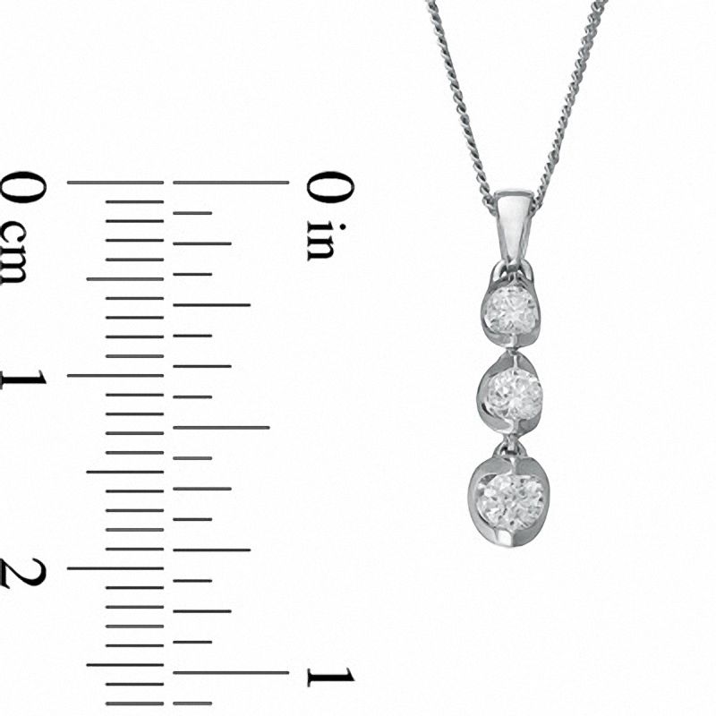 Previously Owned - 0.25 CT. T.W.  Canadian Diamond Three Stone Pendant in 14K White Gold (I/I2) - 17''