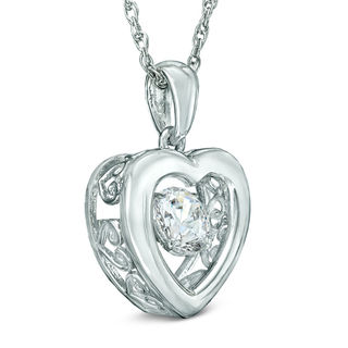 Previously Owned - Unstoppable Love™  5.5mm Lab-Created White Sapphire Heart Pendant in Sterling Silver