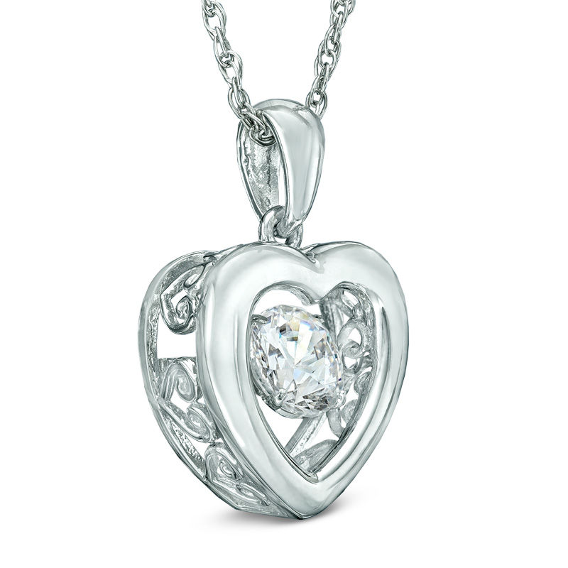 Previously Owned - Unstoppable Love™ 5.5mm Lab-Created White Sapphire Heart Pendant in Sterling Silver