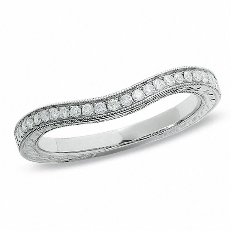 Previously Owned - 0.20 CT. T.W. Diamond Curved Band in 14K White Gold