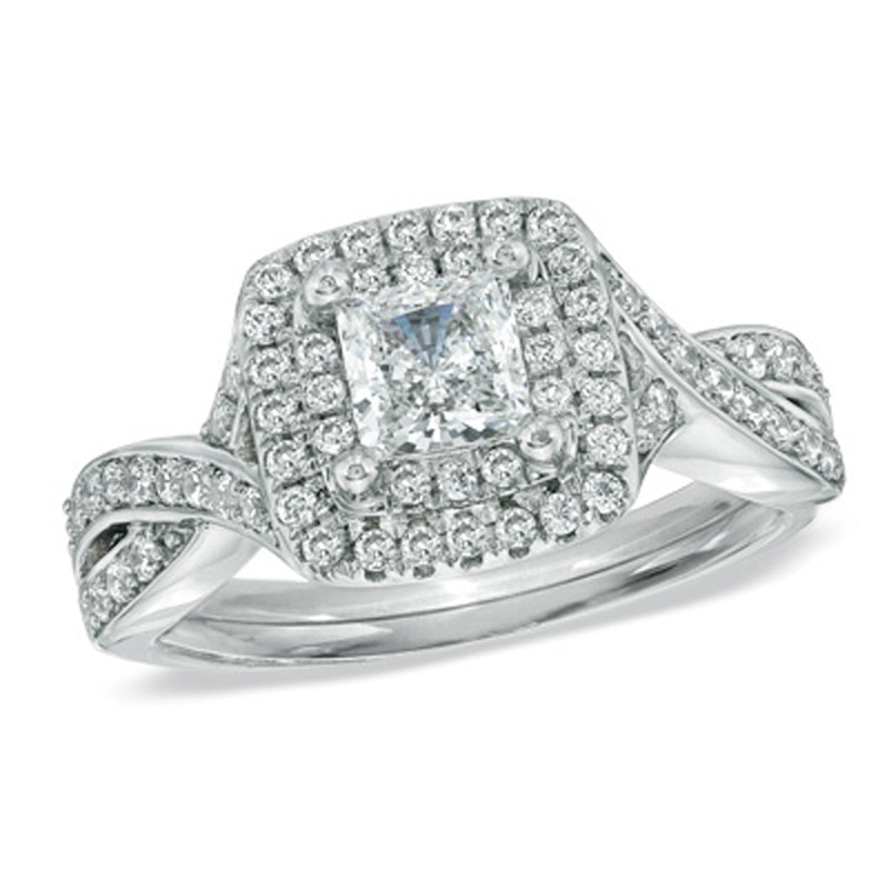 Previously Owned - Celebration Canadian Ideal 1.00 CT. T.W. Princess-Cut Diamond Ring in 14K White Gold (I/I1)
