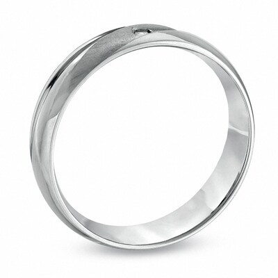 Previously Owned - Ladies' 5.0mm Diamond Accent Wedding Band in 10K White Gold