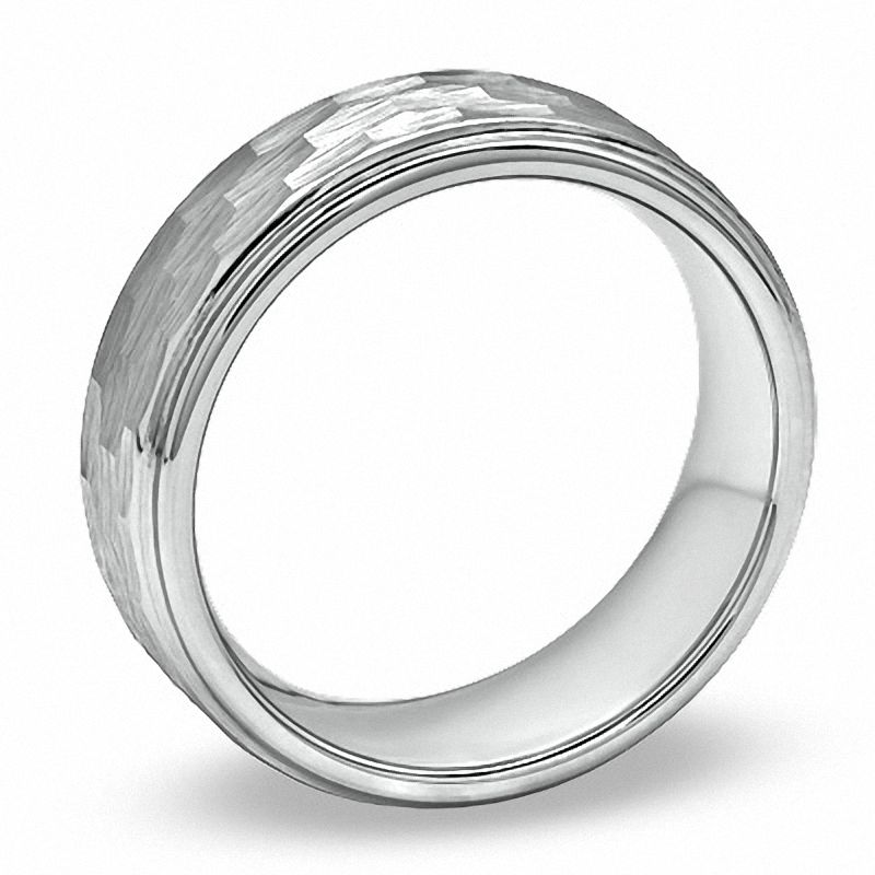Main Image 2 of Previously Owned - Triton 8.0mm Comfort Fit Hammered Wedding Band in Tungsten Carbide