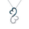 Thumbnail Image 0 of Previously Owned - Open Hearts by Jane Seymour™ 0.15 CT. T.W. Enhanced Blue and White Diamond Pendant in Sterling Silver