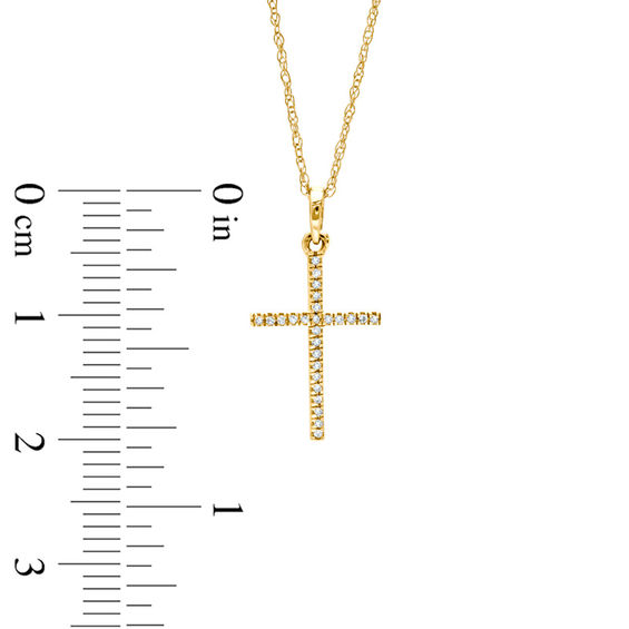 Previously Owned - 0.05 CT. T.W. Diamond Cross Pendant in 10K Gold Previously Owned - 0.05 CT. T.W. Diamond Cross Pendant in 10K Gold