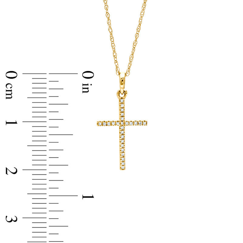 Main Image 2 of Previously Owned - 0.05 CT. T.W. Diamond Cross Pendant in 10K Gold