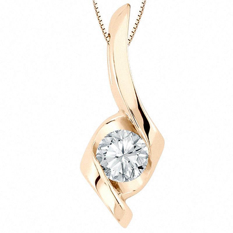 Previously Owned - Sirena™ 0.10 CT. Diamond Solitaire Pendant in 10K Rose Gold