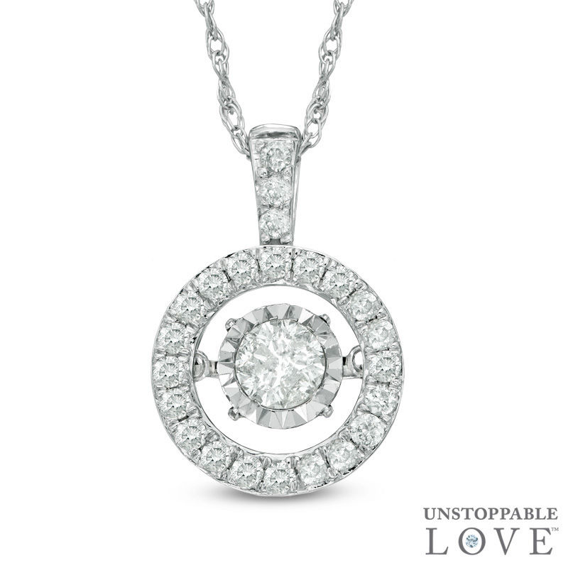 Previously Owned - Unstoppable Love™  0.14 CT. T.W. Diamond Frame Pendant in Sterling Silver