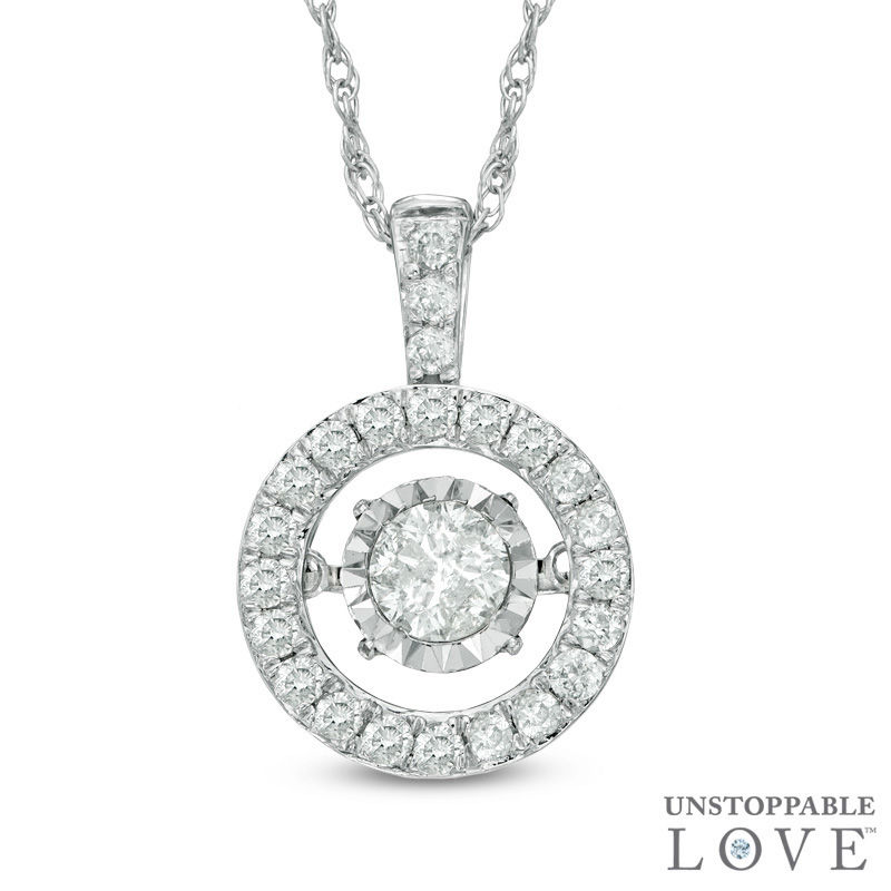 Previously Owned - Unstoppable Loveâ¢  0.14 CT. T.W. Diamond Frame Pendant in Sterling Silver