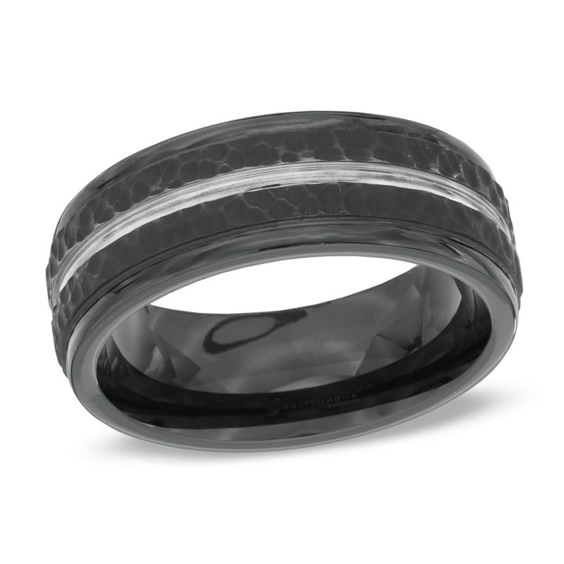 Previously Owned - Men's 8.0mm Comfort Fit Hammered Wedding Band in Black Cobalt|Peoples Jewellers