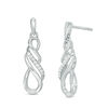 Thumbnail Image 1 of Previously Owned - 0.09 CT. T.W. Diamond Multi-Row Infinity Drop Earrings in Sterling Silver