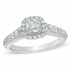 Thumbnail Image 1 of Previously Owned - 1.00 CT. T.W. Cushion-Cut Diamond Frame Engagement Ring in 14K White Gold