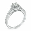 Thumbnail Image 2 of Previously Owned - 1.00 CT. T.W. Cushion-Cut Diamond Frame Engagement Ring in 14K White Gold