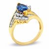 Thumbnail Image 1 of Previously Owned - Marquise Lab-Created Blue and White Sapphire Ring in 10K Gold