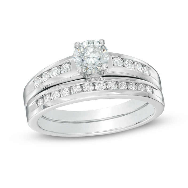 Main Image 1 of Previously Owned - 1.00 CT. T.W.  Diamond Bridal Set in 14K White Gold (I/I2)