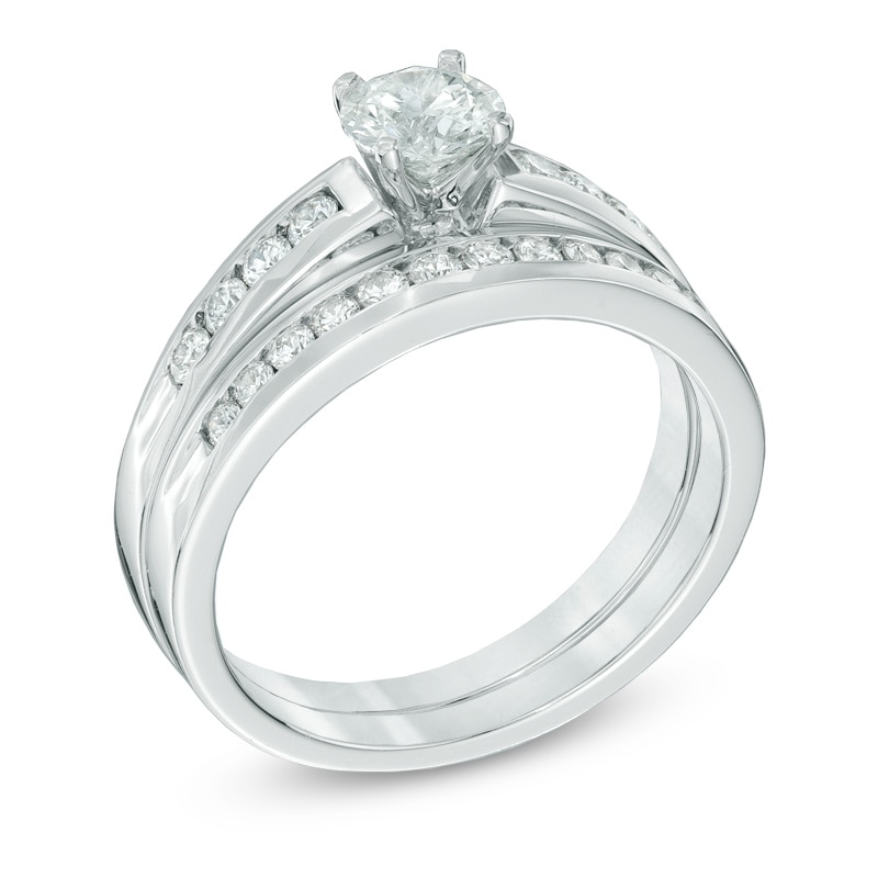 Main Image 2 of Previously Owned - 1.00 CT. T.W.  Diamond Bridal Set in 14K White Gold (I/I2)