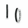 Thumbnail Image 1 of Previously Owned - 0.10 CT. T.W. Black Diamond Hoop Earrings in Sterling Silver