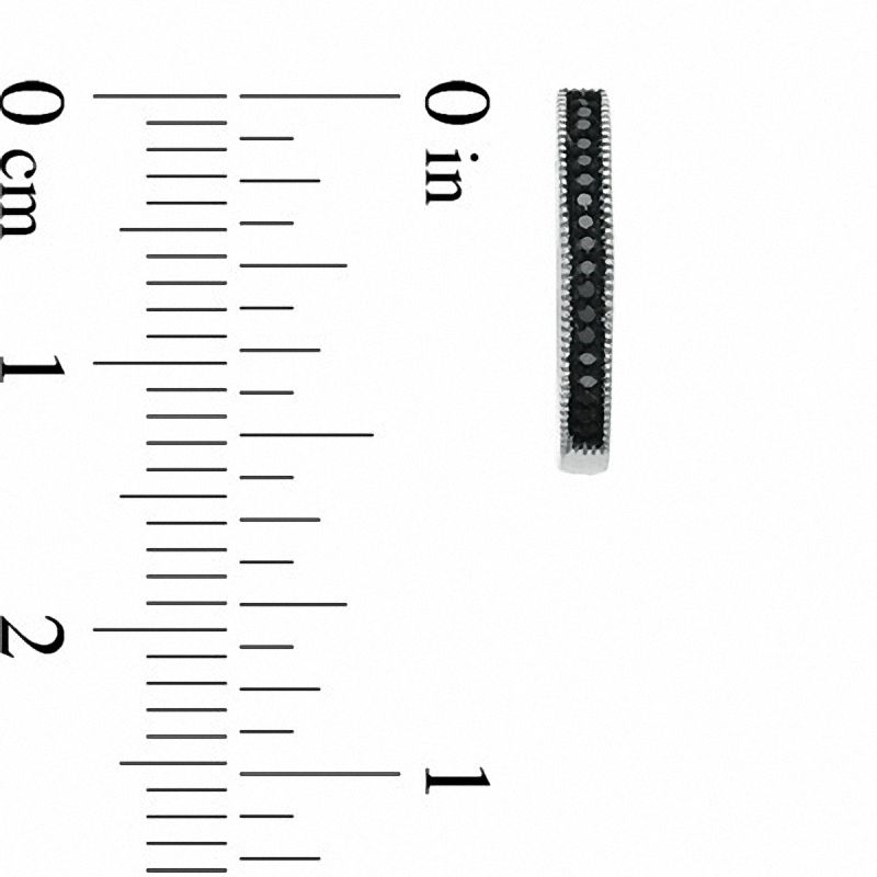 Main Image 2 of Previously Owned - 0.10 CT. T.W. Black Diamond Hoop Earrings in Sterling Silver