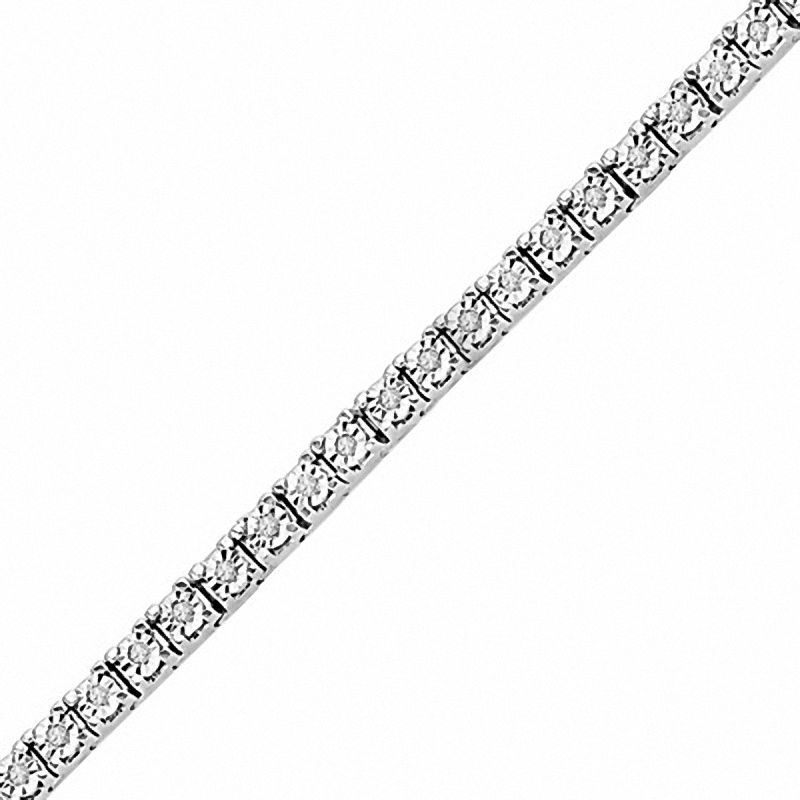 Main Image 1 of Previously Owned - 0.50 CT. T.W. Diamond Tennis Bracelet in Sterling Silver - 7.25&quot;