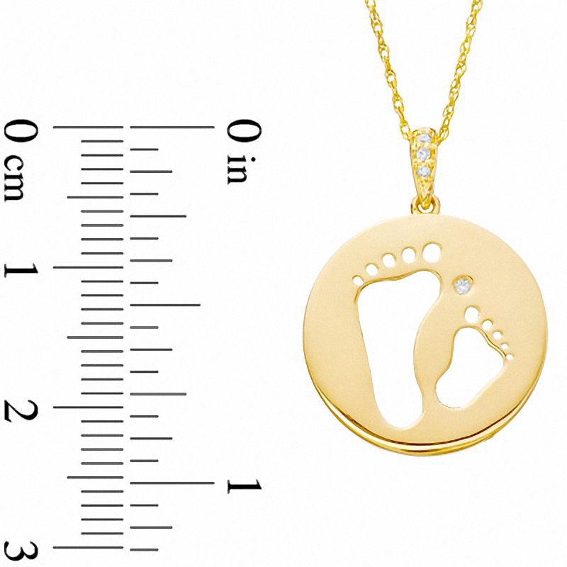 Main Image 2 of Previously Owned - Tiny Toes™ Diamond Accent "Two Feet" Disc Pendant in 10K Gold