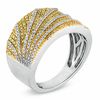Thumbnail Image 2 of Previously Owned - 0.61 CT. T.W. Enhanced Yellow and White Diamond Sunshine Ring in 10K White Gold