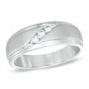 Thumbnail Image 1 of Previously Owned - 0.15 CT. T.W. Diamond Slant Wedding Band in 10K White Gold