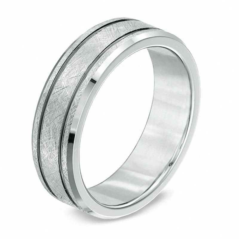 Previously Owned - Triton Men's 7.0mm Comfort Fit Wedding Band in White Tungsten