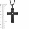 Previously Owned - Men's 0.15 CT. T.W. Diamond Cross Pendant in Black IP Stainless Steel - 24"