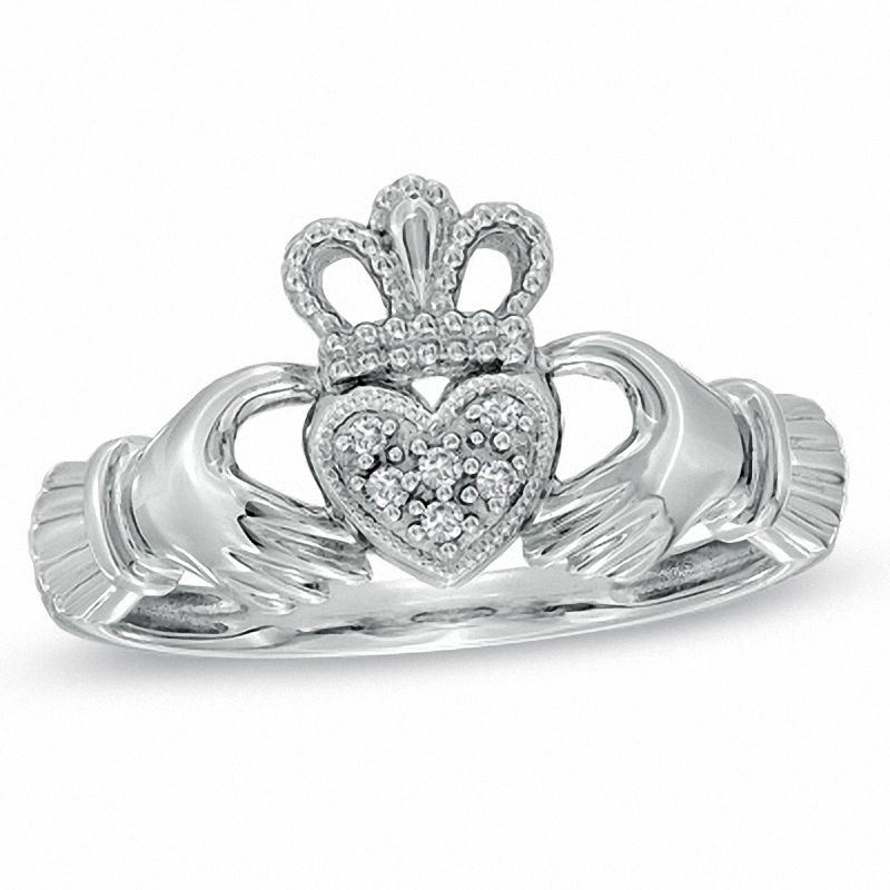 Previously Owned - Diamond Accent Claddagh Ring in 10K White Gold